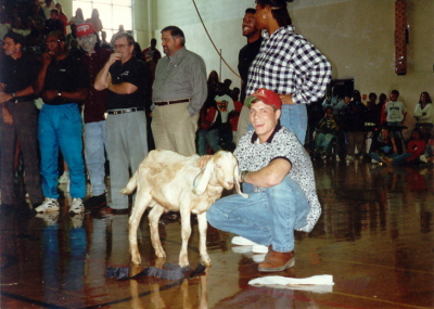 Senior Pep Rally Todd with Goat